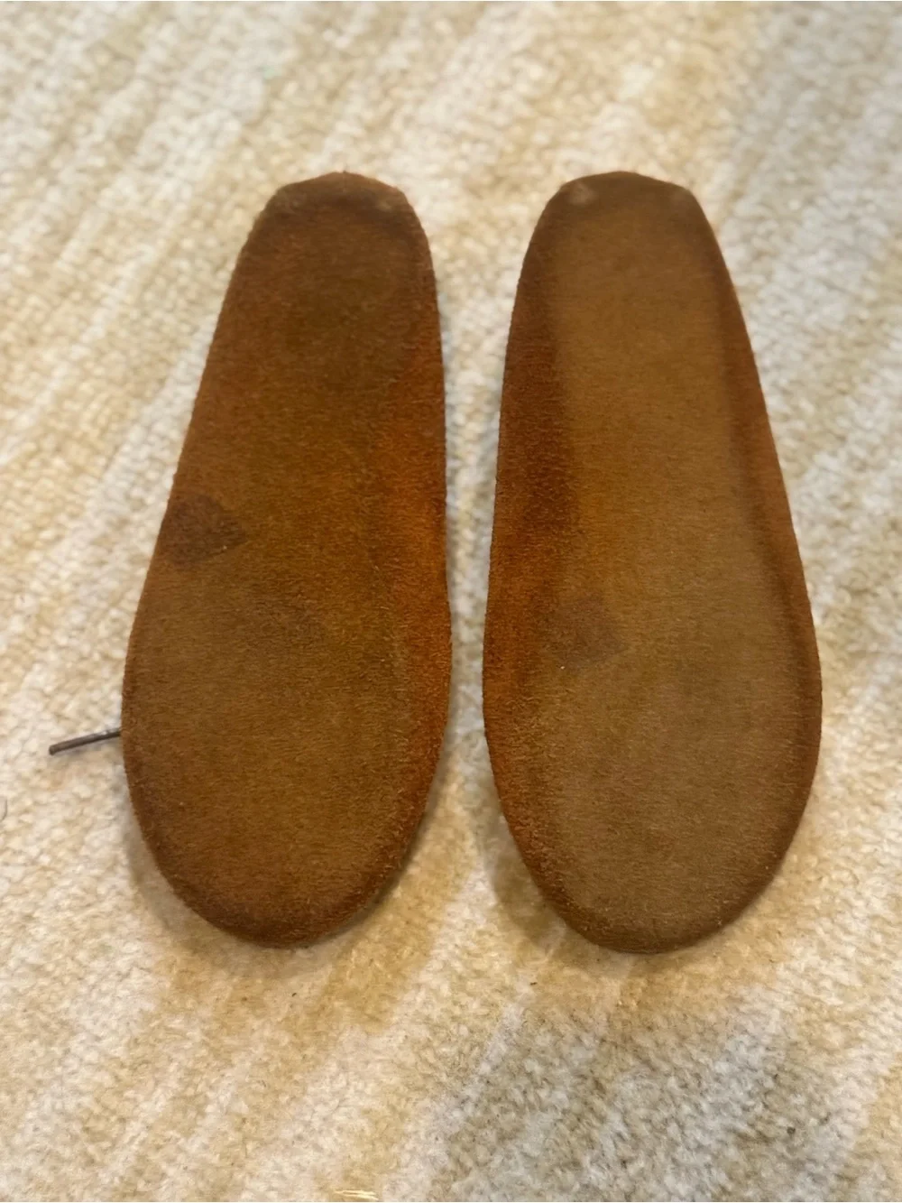 Brown Suede Beaded Moccasin Flats